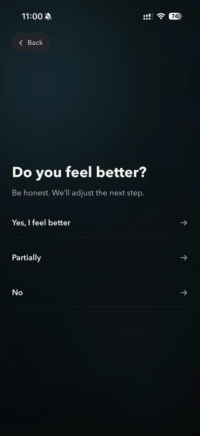 Im fine asks whether an action helped